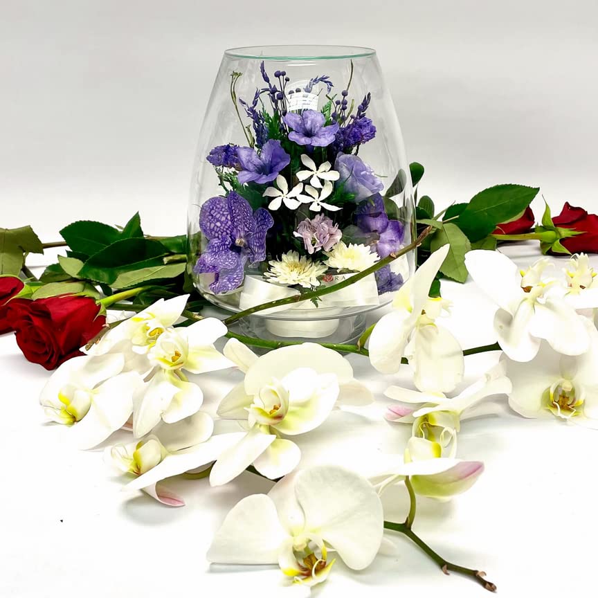 FIORA LIVING FLOWER Fiora Flower Orchids | Purple | 8 Glass Vase | Model 70259 | Long Lasting, Allergy Free, Odor Resistant