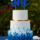 Double Sided Glitter Cake Topper For 1St Birthday Boy With Crown, Royal Blue One Cake Topper For Boys First Birthday Cake Party
