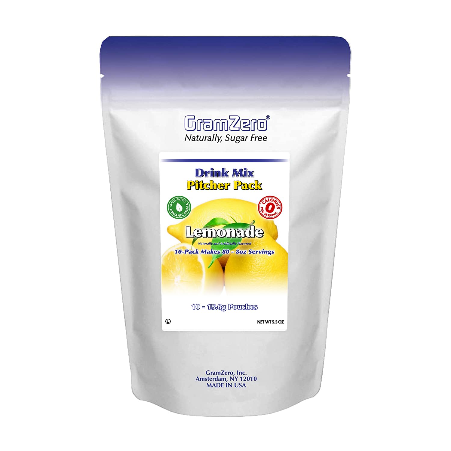 Gramzero Lemonade, Sugar Free Drink Mix, Pitcher Pack, Great For Nutrition Club Loaded Tea, Zero Calorie, Stevia Sweetened