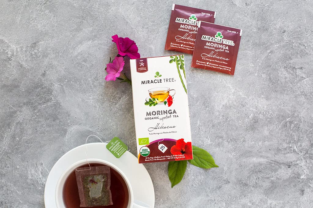 Tree Organic Moringa Superfood Tea - 25 Individually Sealed Bags, 3 Count, Vegan, Gluten-Free, Caffeine-Free