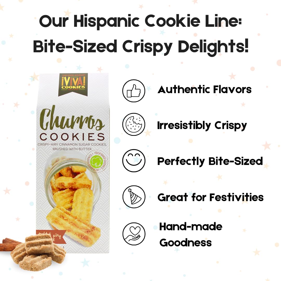 Too Good Gourmet Churros Cookies, 3 Pack Crispy-Airy Cinnamon Sugar Cookies (Pack Of 3, 6Oz Box)