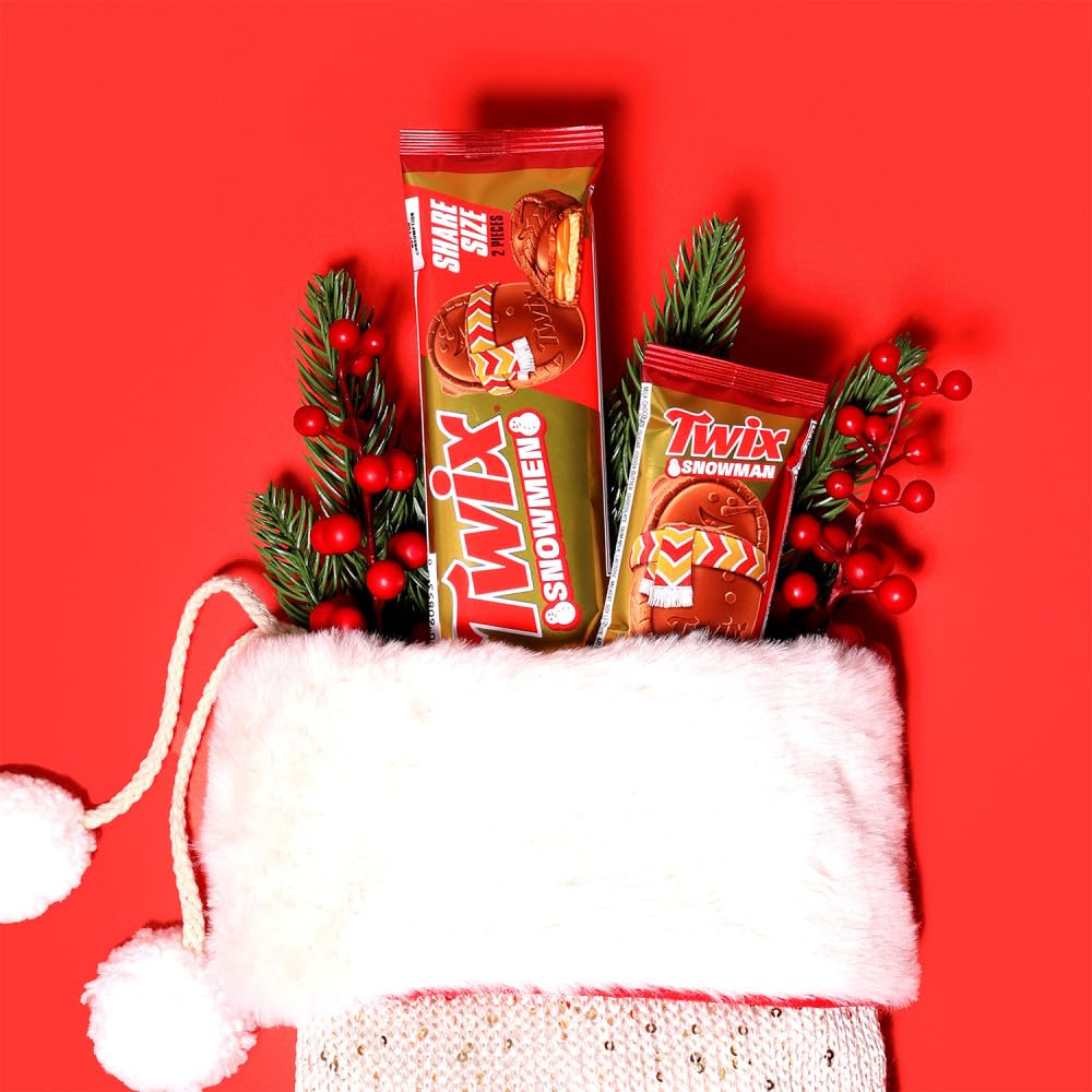 TWIX Caramel Cookie Snowmen Christmas Chocolate Candy Bars  6 Ct Pack