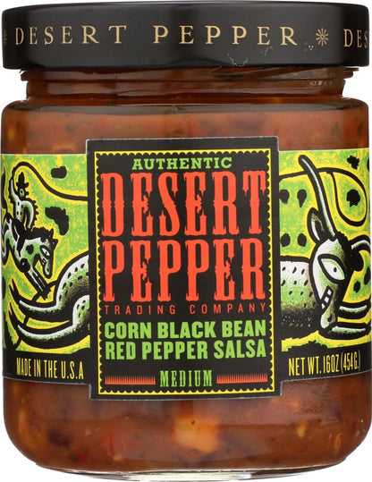Desert Pepper Corn, Black Bean, Roasted Red Pepper Salsa [Case Count: 6 per case][Case Contains: 96 OZ]