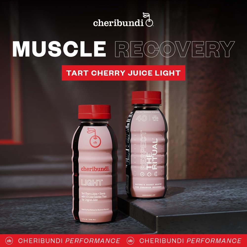 Cheribundi Tart Cherry Juice - Reduced Calorie - 8 oz, 24 Pack - Post Workout Recovery Drink for Athletes