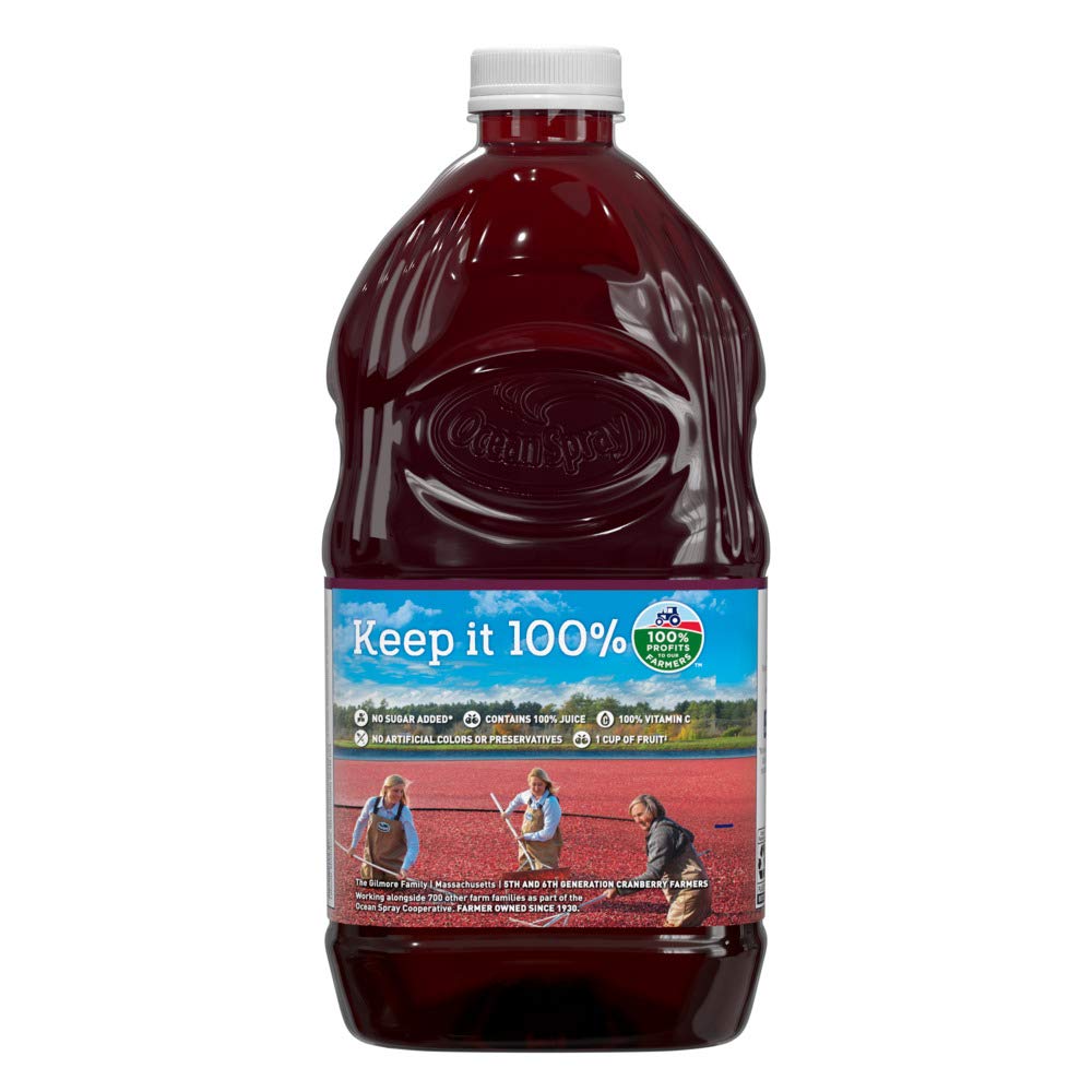 Ocean Spray 100% Juice Cranberry Pomegranate Blend, 64 Fl Oz Bottle, Pack of 8