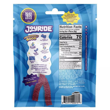 Joyride Sweets Candy Joyride Sour Blue Raspberry Candy Strips - 3.5Oz-Gummy Candy, Candy Strips, Sour Candy, 80% Less Sugar, Pla