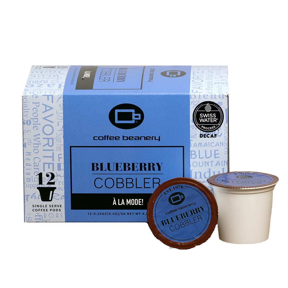 Coffee Beanery Blueberry Cobbler Decaf Coffee Pods, 12 Count, Medium Roast Arabica Coffee