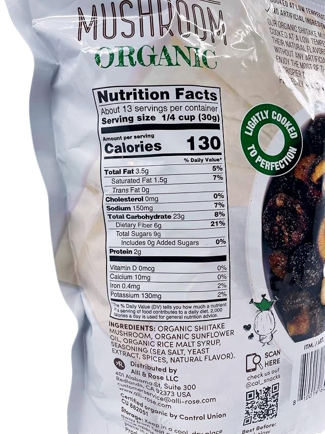 The Snak Yard Shiitake Mushroom Organic Crisps, Resealable Bag, 14.11 Ounces