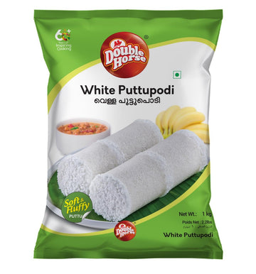 Double Horse Soft & Fluffy White Puttu Podi | 1 Kg | Export Quality | Steamed Puttupodi | Pre Steam Technology