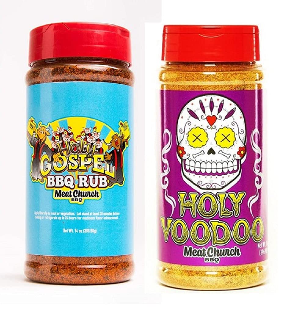 Meat Church BBQ Rub Combo: Holy Gospel & VooDoo Seasoning, Gluten Free, 14 oz Each, Pack of 2