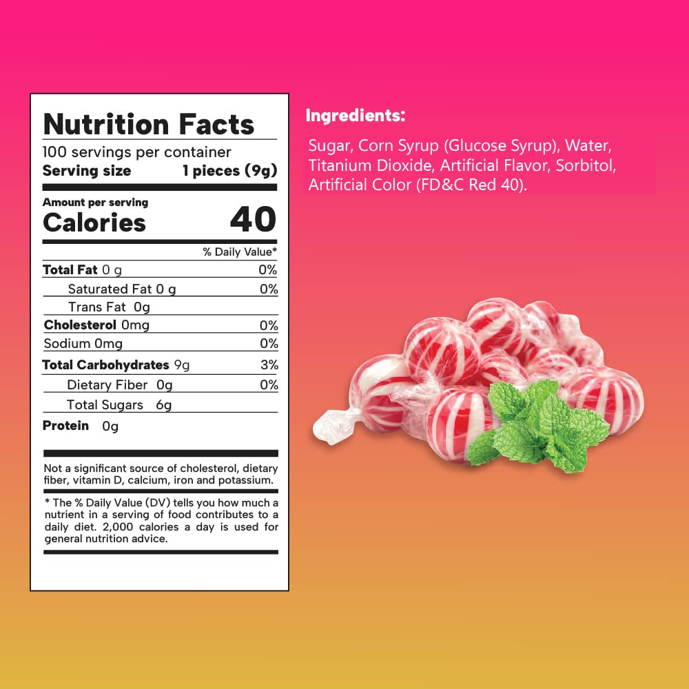Old-Fashioned Jumbo Mint Balls Hard Candy, Classic Peppermint Flavor, 2 Pound Bag