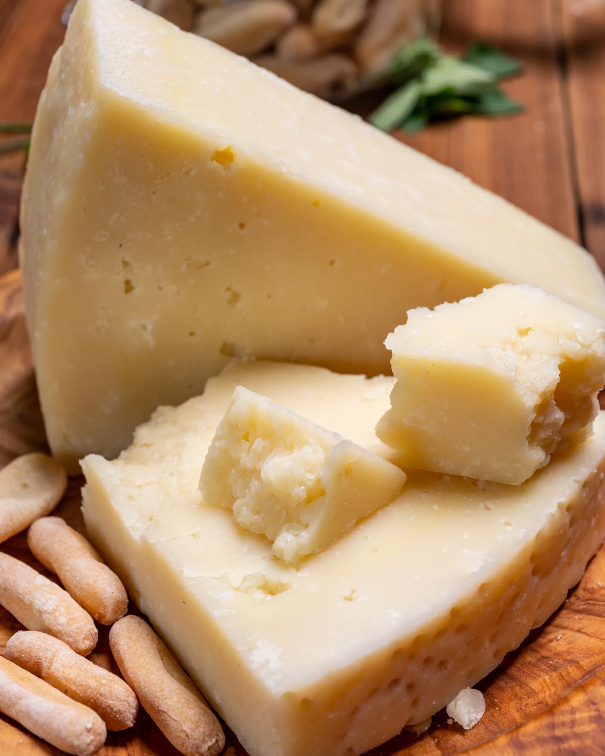 Fortunas Imported Italian Romano Pecorino Wedge - Aged 8 Months, 8 oz Hand Cut Sheeps Milk Cheese - Sharp and Piquant Flavor