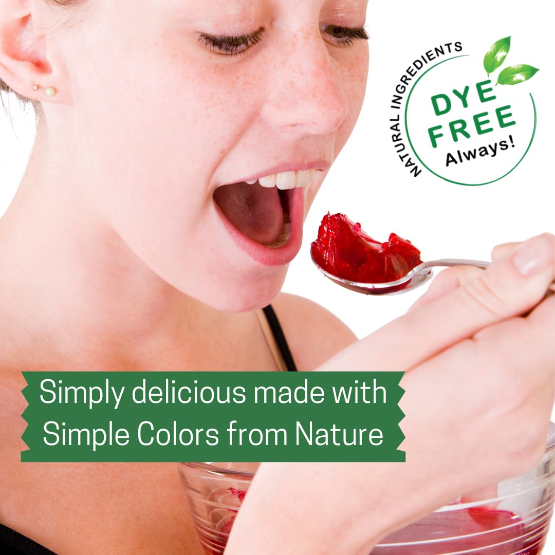 Simple Mixes Natural Gelatin Dessert, Raspberry, Healthy Snack, Dye-Free, No Gluten or Fat, Kosher, 6 Pack