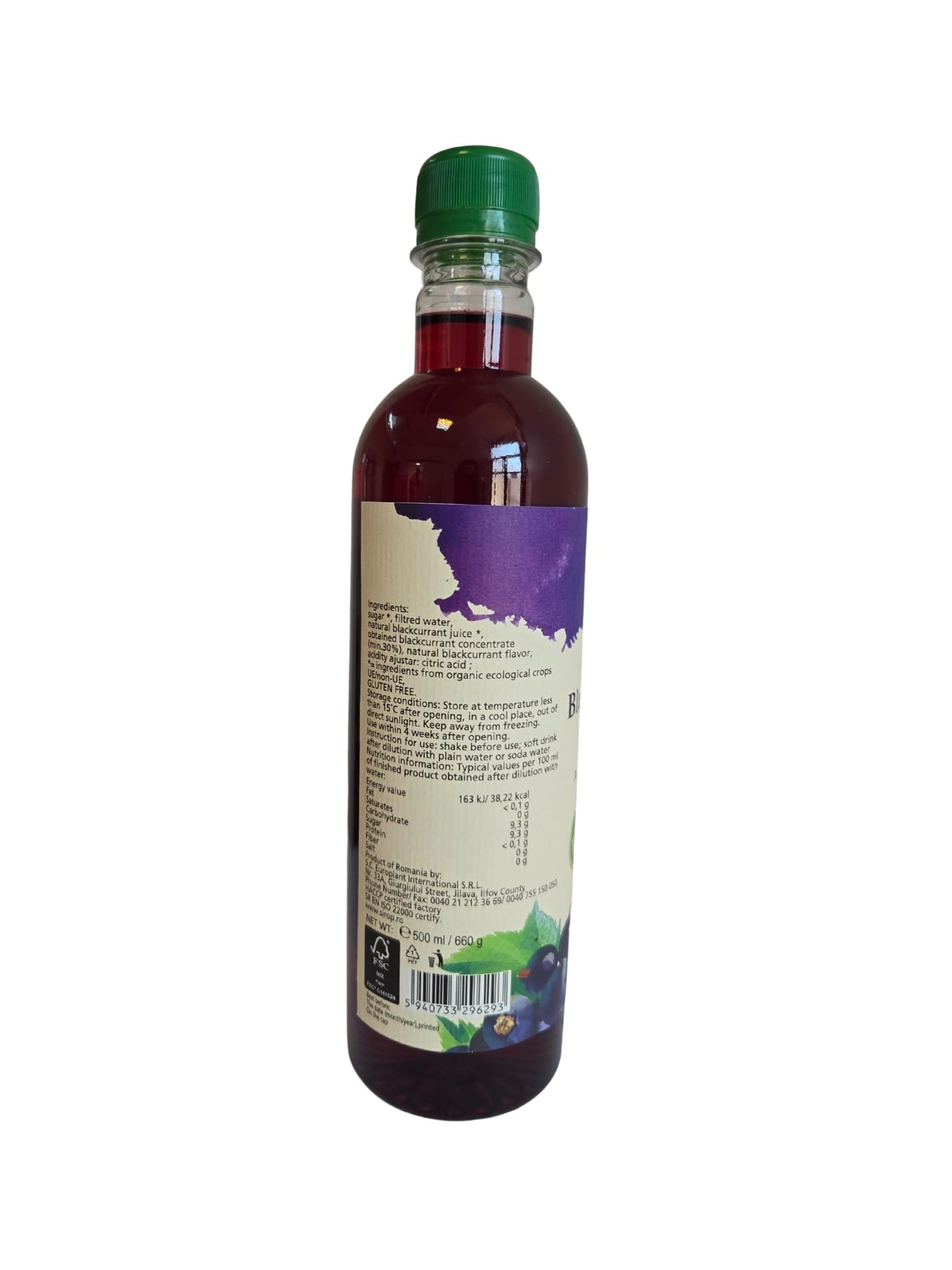 DROP Pure Organic Blackcurrant Flavor Bio Syrup-16.9oz (500ml), Natural 30% Concentrate Fruit Syrups,Great For Cocktails,Bevarag