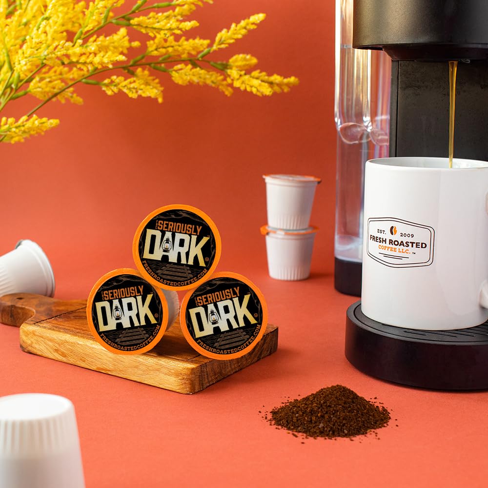 Fresh Roasted Coffee Dark Roast Artisan Blend, 96 Pods for K Cup malt-inspired