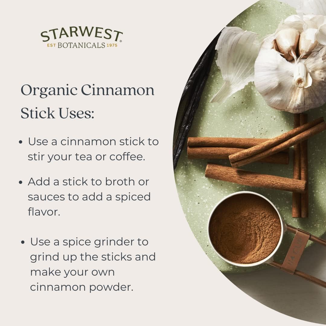Starwest Botanicals Certified Organic Cinnamon Sticks, 2 lb, 2 3/4 Length | For Baking, Cooking & Beverages | Non-GMO, Kosher Ce