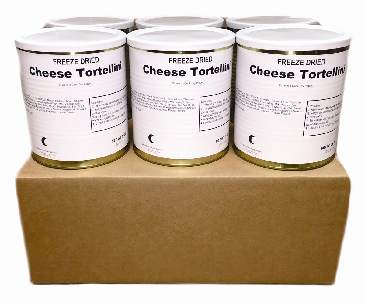 Freeze Dried Cheese Tortellini Can with Delicious Ricotta & Romano Cheeses Emergency Food Supply | Hunting, Survival, Camping, B