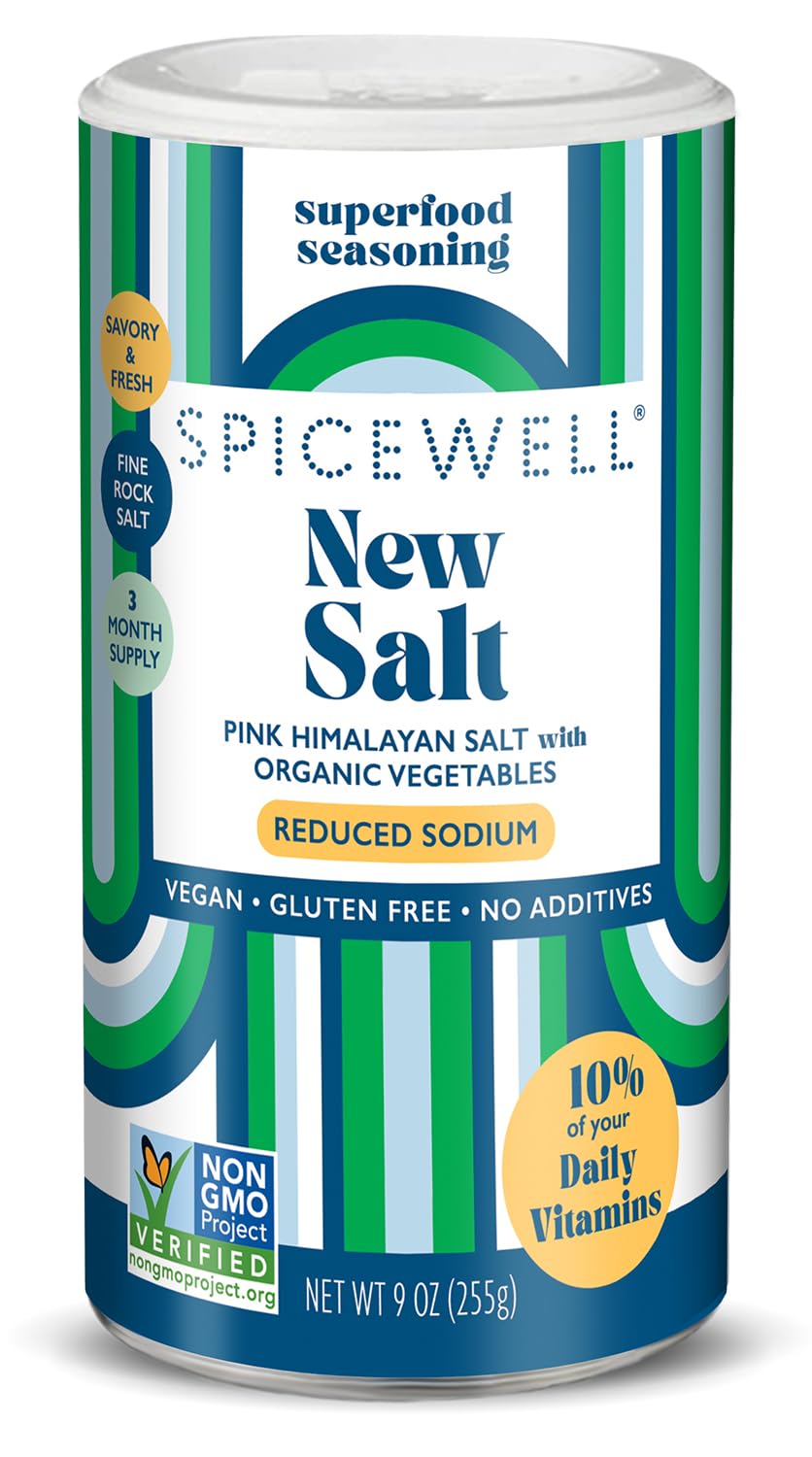 Spicewell New Salt | Himalayan Pink Salt Infused With 21 Plant-Based Vitamins & Minerals, 30% Lower Sodium Than Table Salt, Heal