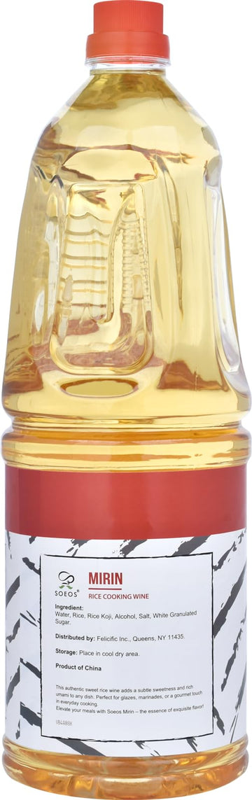 Soeos Mirin Rice Wine, Authentic Japanese Cooking Wine, 1.8 L (60.86 fl oz), Natural Sweet Rice Cooking Wine