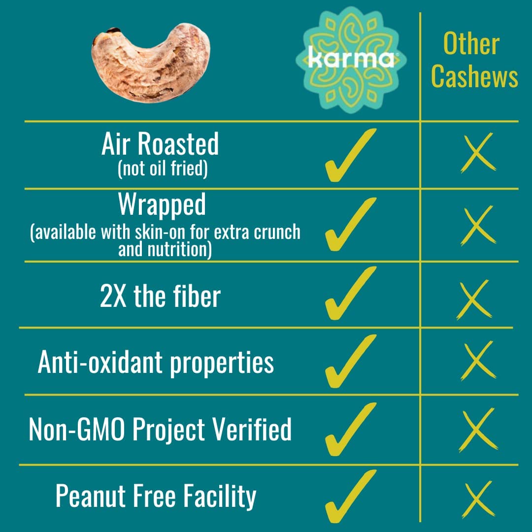 Peri Peri Air Roasted Whole Cashews by Karma Nuts, Savory, Spicy, Peanut-Free Facility, Kosher, Everyday Nut Snack, 7oz Resealab