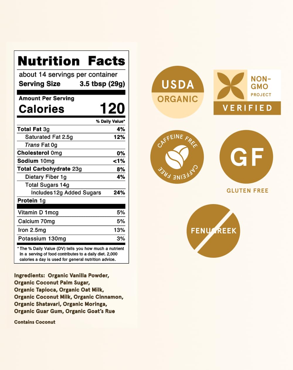 Bodily Organic Lactation Latte Powder - Spiced Vanilla Flavor - Daily Lactation Drinks for Breastfeeding and Pumping - Breastfeeding Moms & Increase Milk Supply - 14.67 oz (14 Servings)