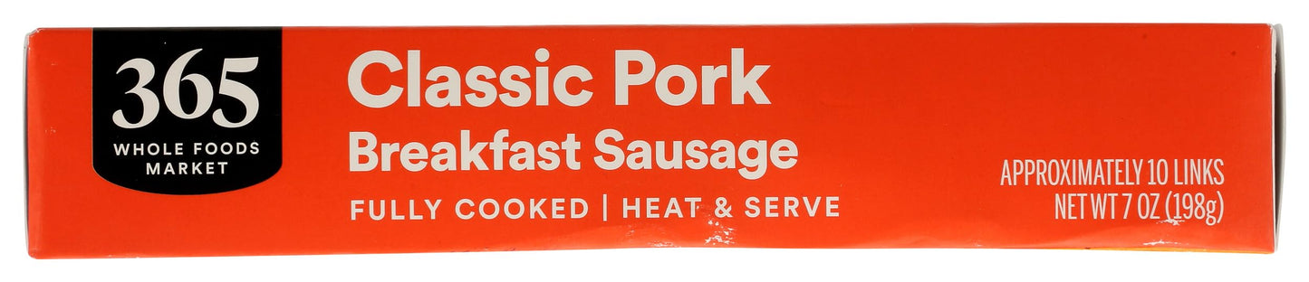 365 Everyday Value, Classic Pork Breakfast Sausage (Frozen), 10 Count