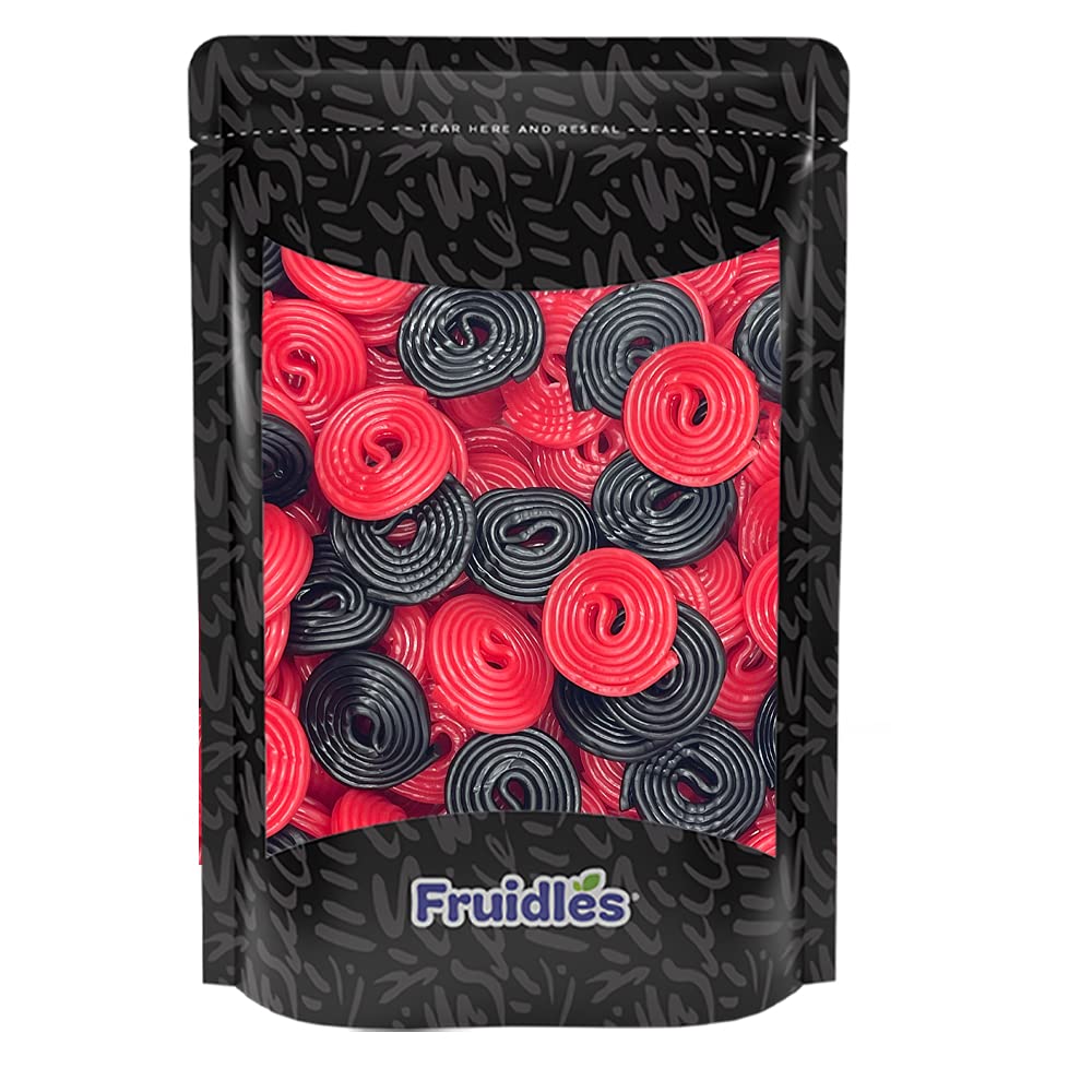 Fruidles Black and Red Licorice Wheels, Mixed Gourmet Broadway Wheels Candy, Licorice Rope Laces (2 Pounds)