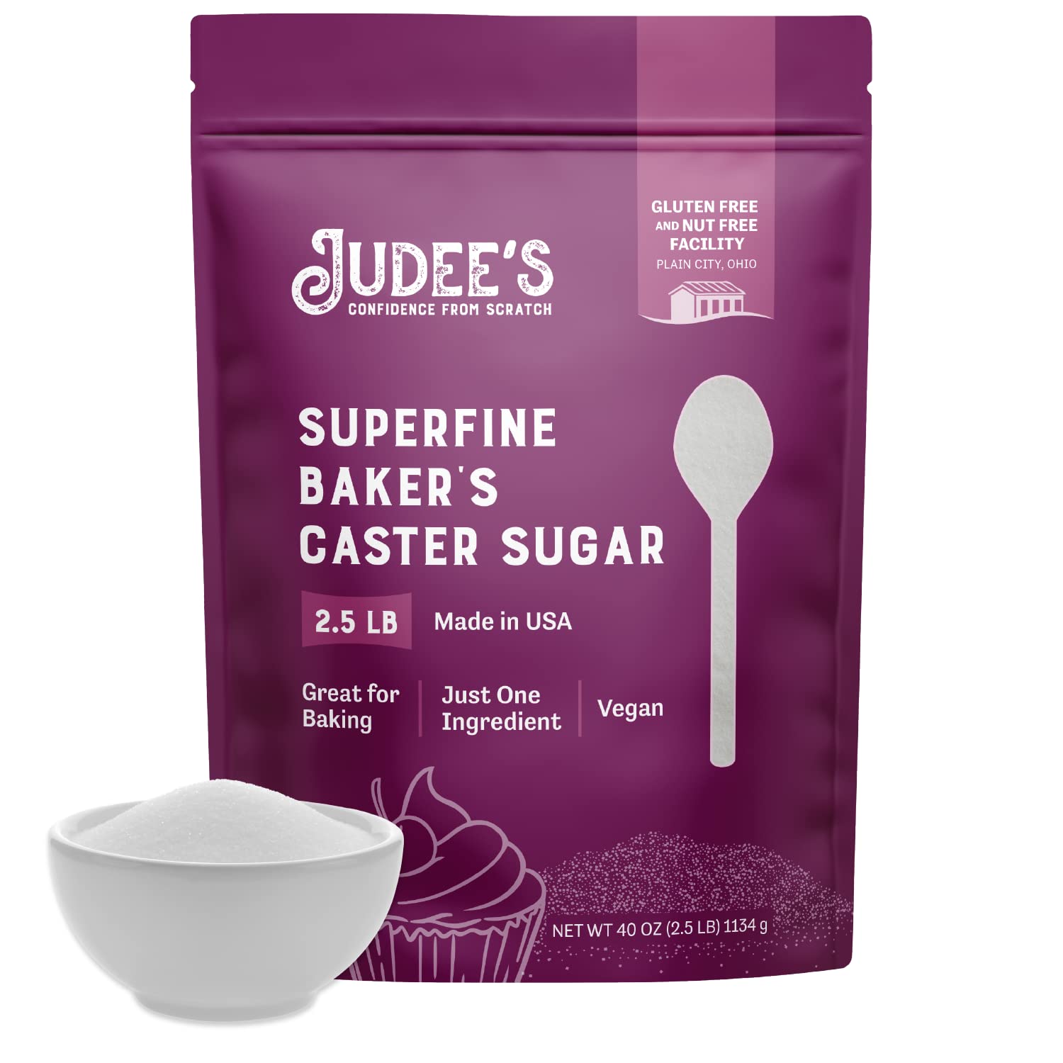 Judee'S Superfine Caster Sugar - 2.5 Lbs - Delicious And 100% Gluten-Free - Bakers Sugar For Homemade Treats, Baked Goods, And T