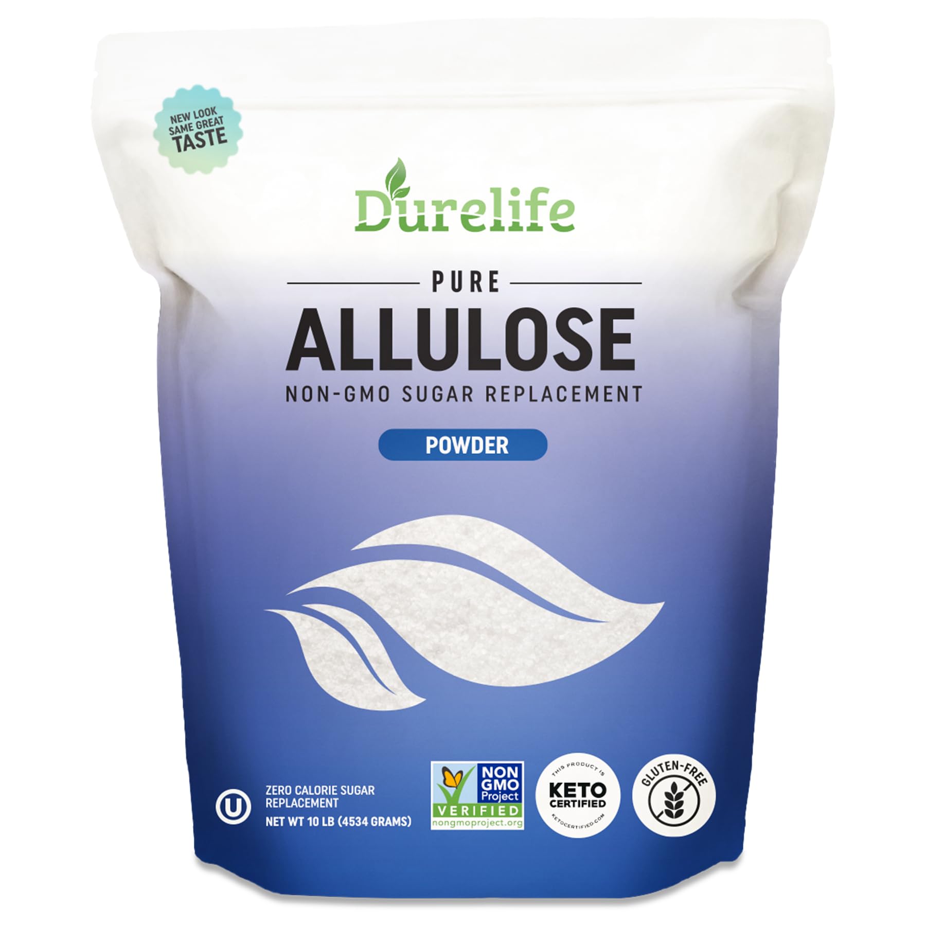DureLife Allulose Sweetener, 100% Pure, Keto Certified, Non-GMO, 10 lb Sugar Substitute, Zero Calories