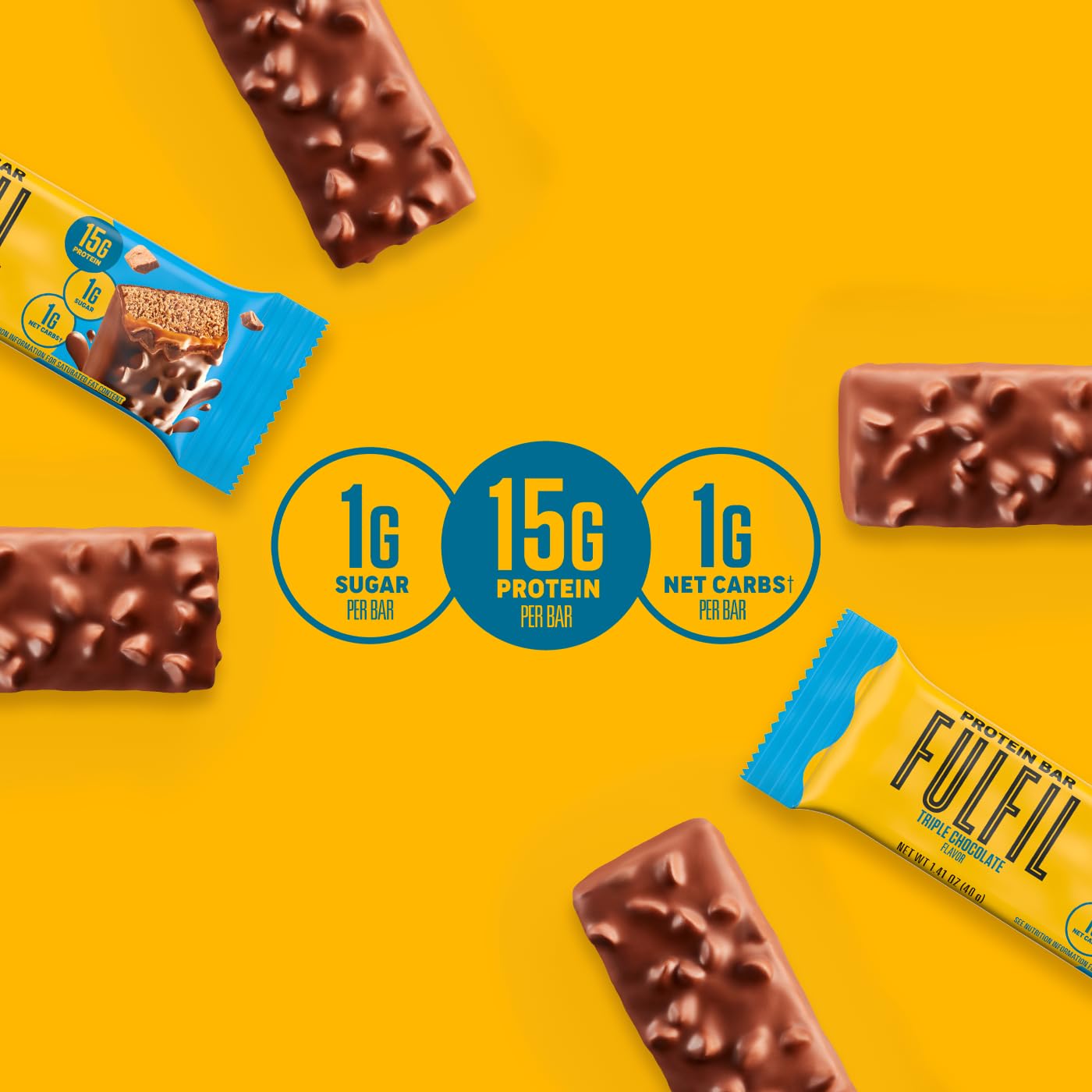 Fulfil Protein Snack Bars, New Recipe Triple Chocolate, 15G Protein, Pantry Staples, 12 Count, Packaging May Vary