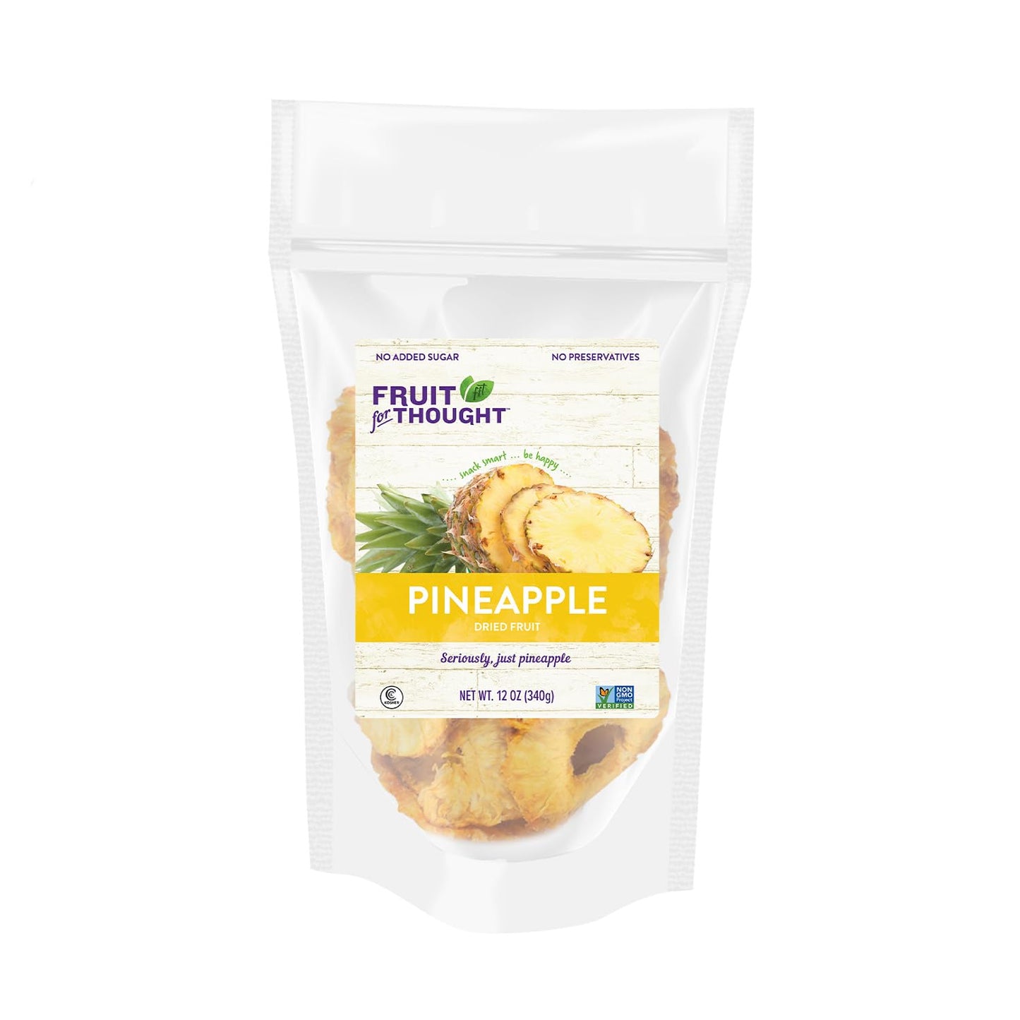 Fruit For Thought Dried Pineapple Snack Packs, 12 Ounce (Pack of 2), Ideal for Family, At Home, Work, or On The Go