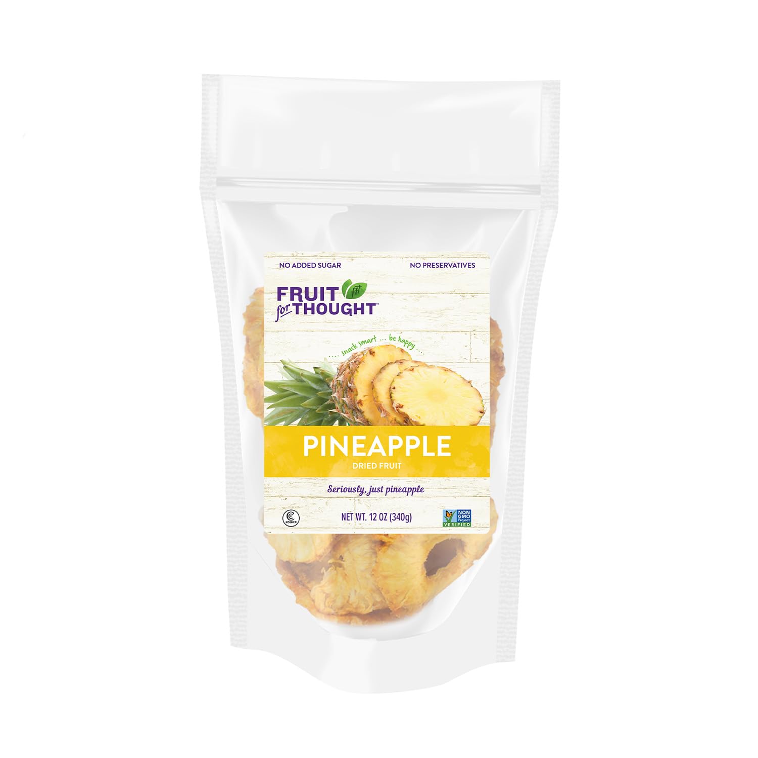 Fruit For Thought Dried Pineapple Snack Packs, 12 Ounce (Pack of 2), Ideal for Family, At Home, Work, or On The Go