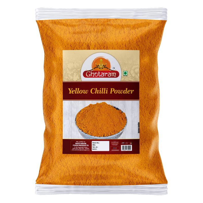 Ghotaram SPICES Yellow Chilli Powder, Peeli Mirch Powder, Natural Yellow Peeli Chilli Mirch Powder, Spicy Dehydrated Peeli, Yell