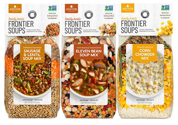 Frontier Soups Hearty Meals 3 Flavor Variety Bundle: (1) Indiana Harvest Sausage & Lentil, (1) Minnesota Heartland 11-Bean and (