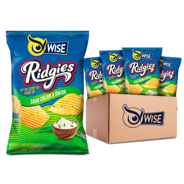 Wise Snacks Ridgies Sour Cream And Onion Potato Chips Bulk Snack For Fun And Tasty Snacking 0.75 Ounce 40 Count, Gluten Free, 0G