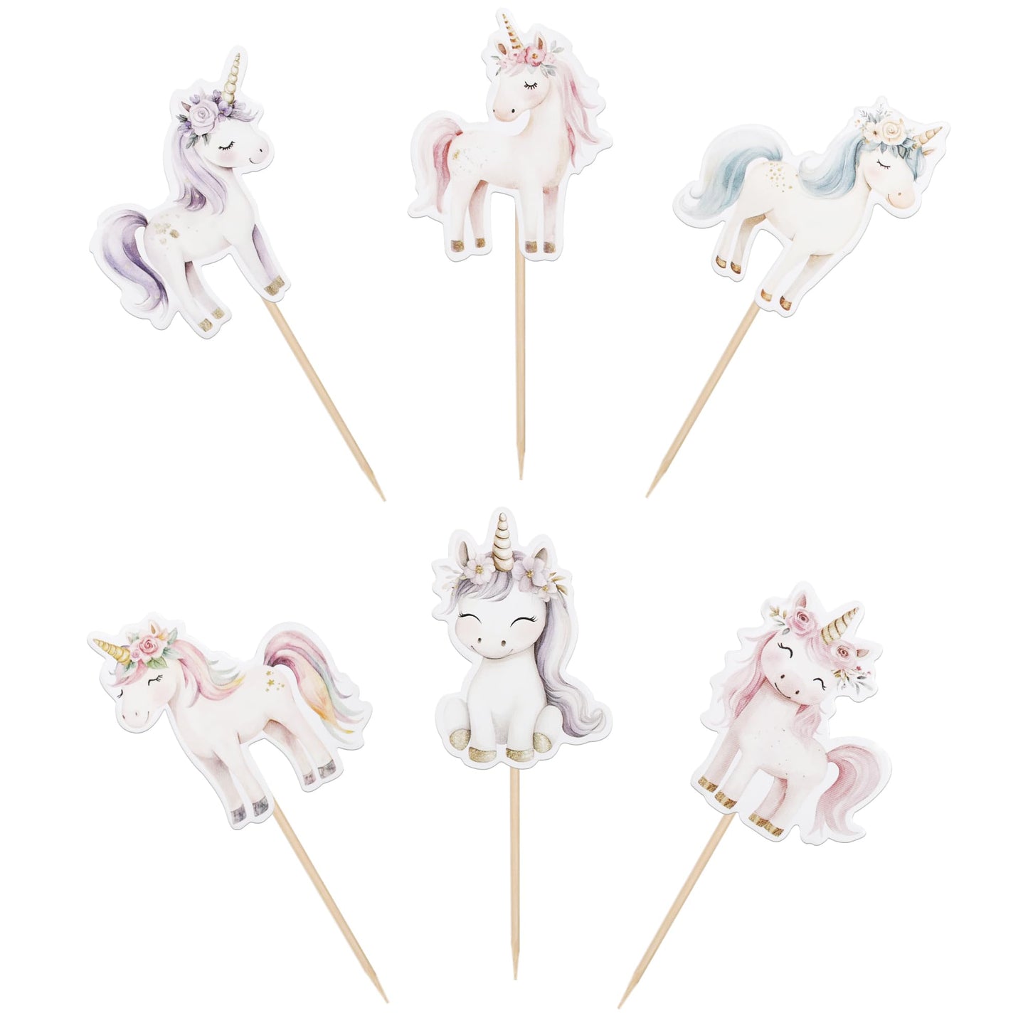 Rssta i Horse Cupcake Toppers - 36 Pack, Cardstock, Birthday Party Decorations, Design 6