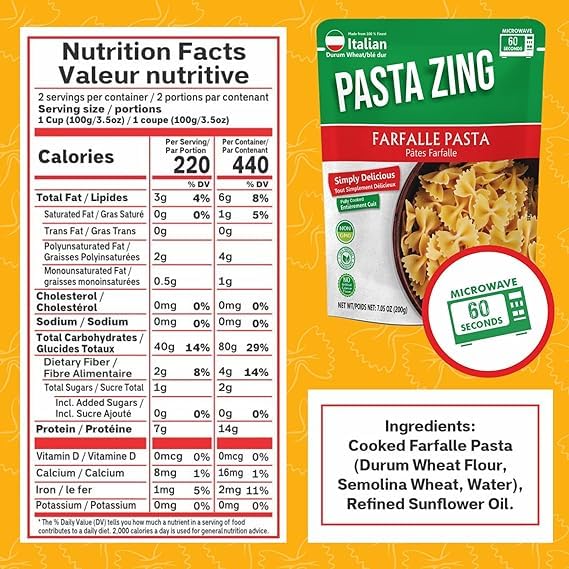 Pasta Zing Microwavable Variety Pasta Pack of 7 | 2x Farfalle | 3x Spaghetti | 2x Fusilli Pasta | Microwave Pasta Ready To Eat i