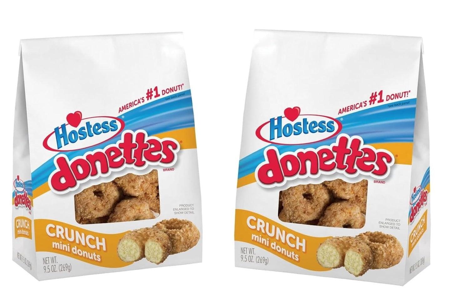 Generic Hostess Donettes - Crunch Mini Donuts - Sweet Coconut Crunch - 9.5 Oz Bag - Pack of 2