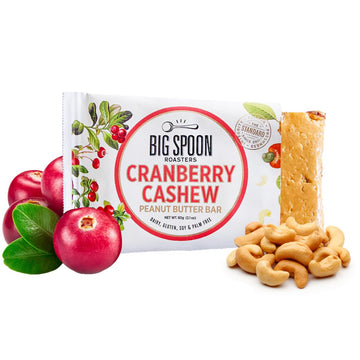 Big Spoon Roasters Cranberry Cashew Nut Butter Bars - High Protein Bars With Non-Gmo Pea Protein - Energy Bars With Peanut & Cas