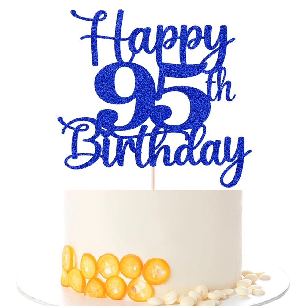 Kaoenla 95th Birthday Cake Topper, Blue, Cheers to 95 Years, Model DDY-695-13-706-75