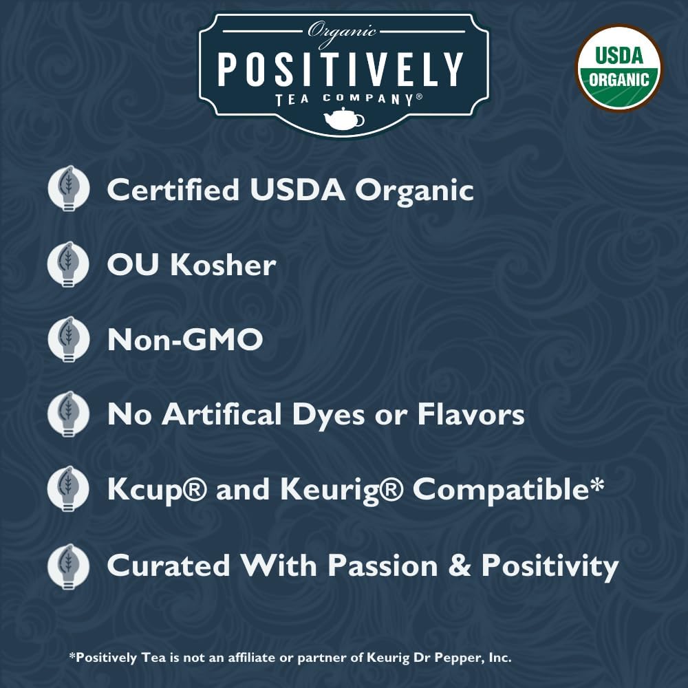 Organic Positively Tea Company Decaf English Breakfast Black Tea - K-Cup Compatible - 96 Pods (Pack of 4)