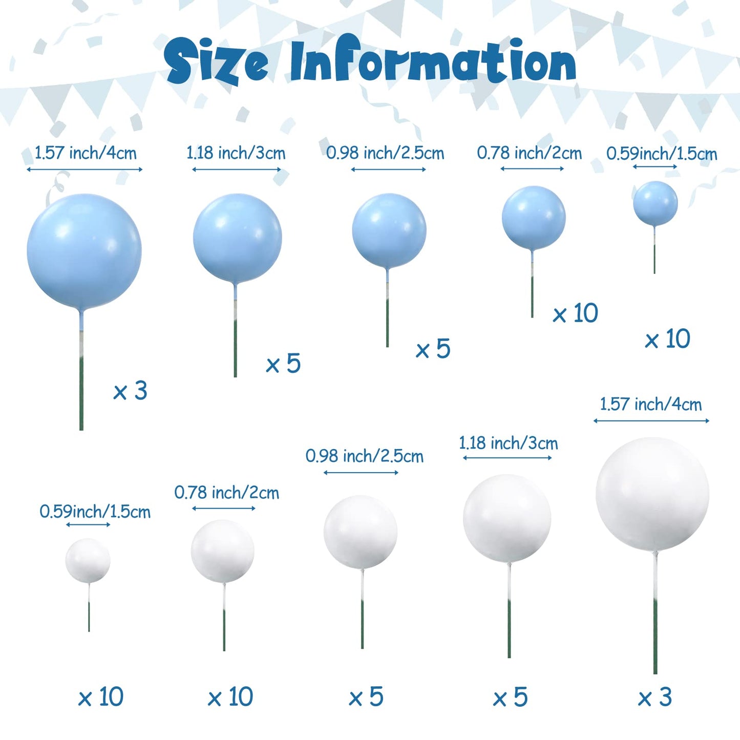 66 Pieces Mini Balloon Cake Topper Cake Decorations Balls Faux Pearl Balls Cake Picks Diy Cake Insert Topper Baking Decoration F