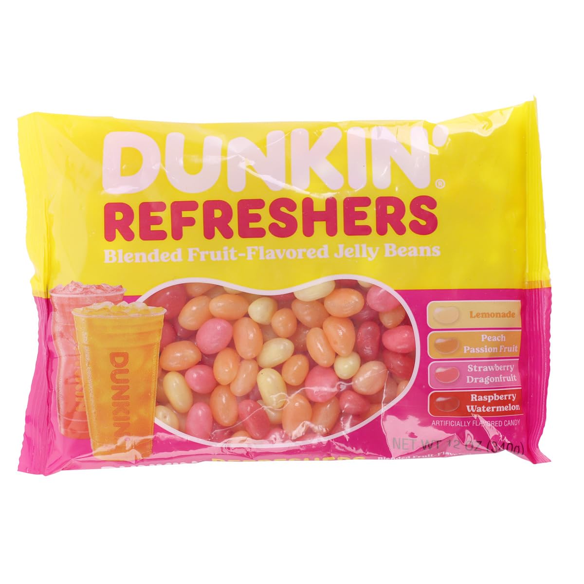 Dunkin' Refreshers Fruit-Flavored Jelly Beans, Assorted Flavors, 2 Pack Candy Snacks & Sweets, 24 Oz Total