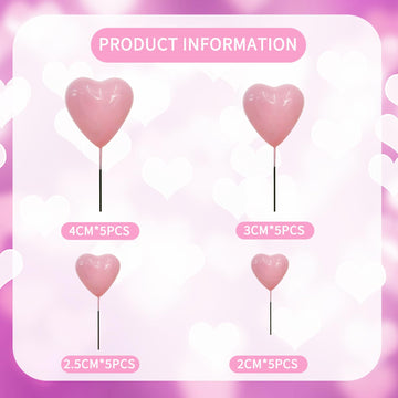Beishida 20 Pcs Pink Heart Cake Toppers 3D Heart Cake Toppers Foam Toppers Cake Decoration Happy Birthday Cake Diy Cake Insert F