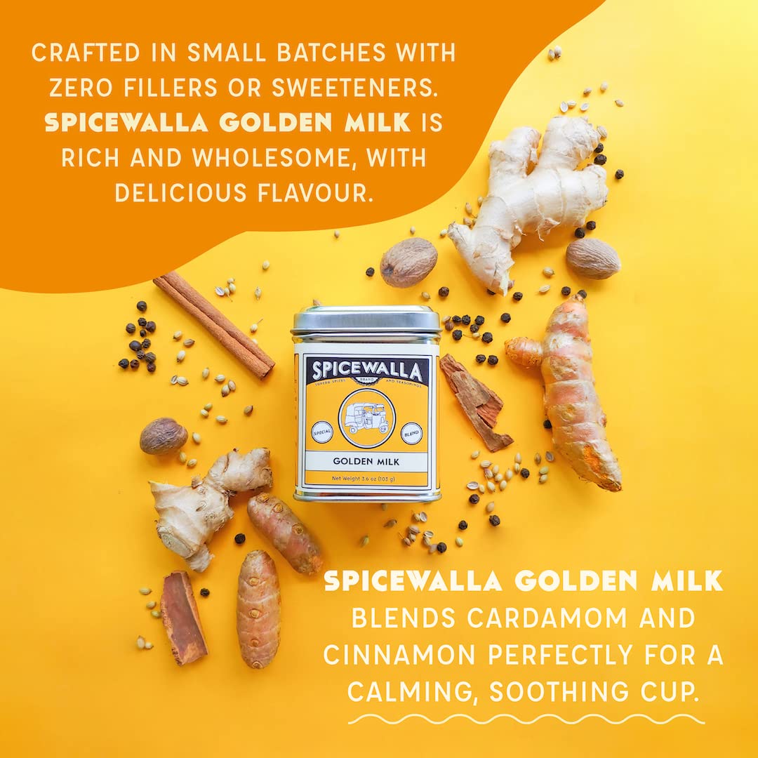 Spicewalla Golden Milk Powder - Cinnamon, Ginger, Turmeric Drink Tea or Latte Mix