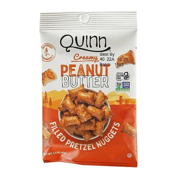 Quinn Creamy Peanut Butter Filled Pretzel Nuggets, Vegan Friendly, Kosher, Gluten Free & Non-GMO, 1.5 Ounce (Pack of 8)