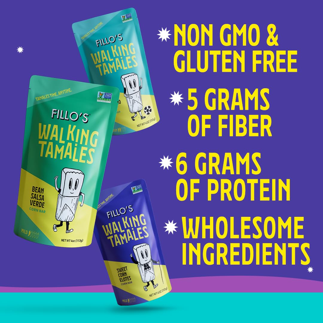 Fillo'S Walking Tamales, Mild Variety Pack Of 7, Ready-To-Eat, Delicious, Gluten-Free, Preservative-Free, Vegan, Microwavable, N