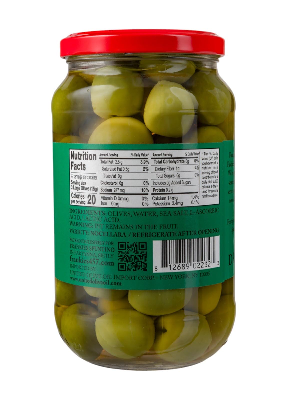 Frankies 457 Whole Castelvetrano Olives - Authentic Sicilian - Product Of Italy - Enhanced Handpicked Imported Italian Olives - Great For Every Occasion - 12 Oz Jar