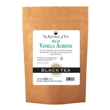 The Republic of Tea Decaf Vanilla Almond Black Tea, 250 Count Refill Pack