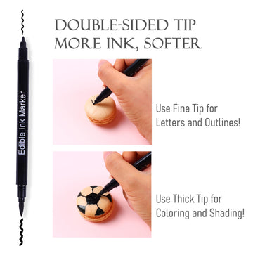 Edible Black Food Coloring Markers Double Tips 3Pcs Black Ink Pen Food Grade Gourmet Writer For Decorating Fondant Cakes Cookies